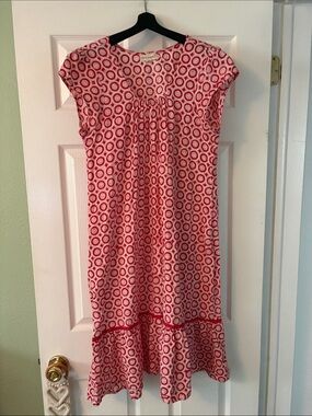 Mata Traders Red and White Circle Print Dress